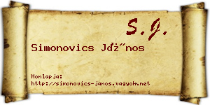 Simonovics János névjegykártya